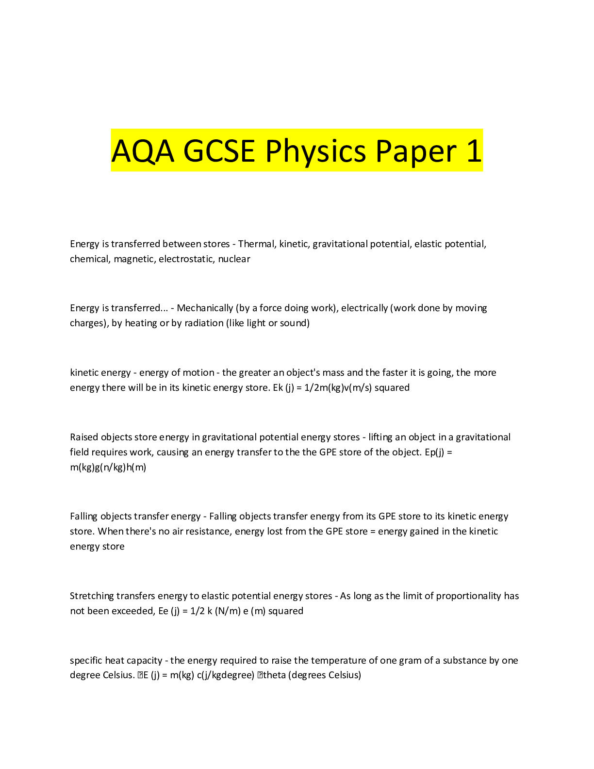 AQA GCSE Physics Paper 1 Browsegrades
